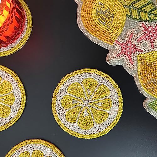 Enliven Handmade Lemon & Leaves Beaded Table Runner, 13x36 Inches Lightweight Decorative Table Runner, Perfect For Dining/Wedding/Party/Everyday Use & Easy To Clean, Elegant Beaded Runner (Multicolor) - Image 6