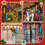 Soaoo 6 Pcs 6.3 in Neon Colors Mercury Glass Finial Christmas Ornaments - Image 5