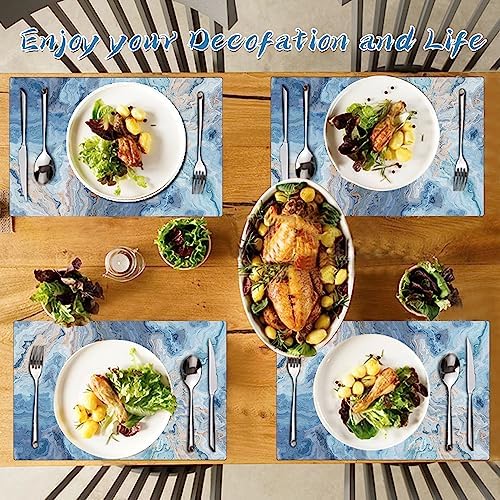 Marble Faux Leather Placemats Set of 4 - Heat Resistant Placemats for Dinner Table, Non-Slip Waterproof Oil-Proof Washable Reusable Placemat for Indoor Outdoor Kitchen Decor, 15.75In*11.81In - Image 5