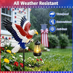 4th of July Decorations Solar Lights Outdoor, Patriotic American Eagle Hanging Lantern Waterproof, Metal Garden Decor for Independence Day Veterans Day Holiday Party Decoration Yard Patio Decor - Image 3