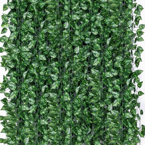 1008 Feet 144 Pack Fake Greenery Ivy Leaf Plants, Hanging Garland Vine Leaves, Artificial Flowers Foliage for Bedroom Wall Decor by ZYIGYI