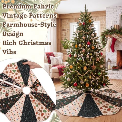 Vintage Primitive Quilted Christmas Tree Skirt,Gift,48 Inch - Image 4
