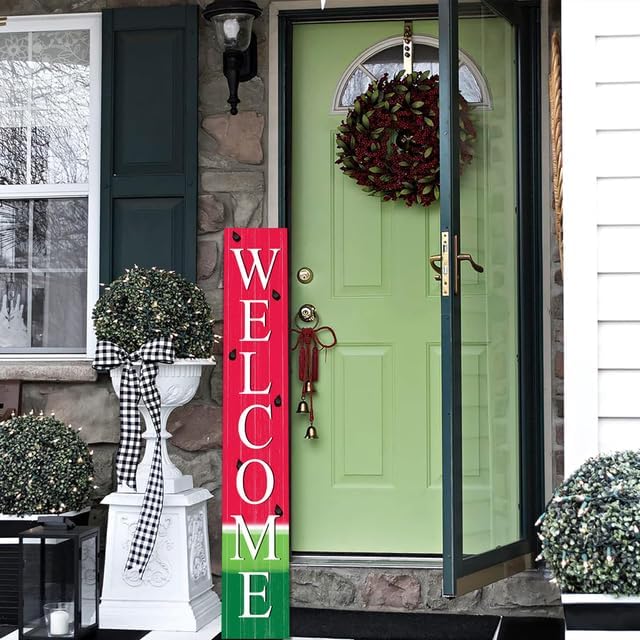 Welcome Watermelon Porch Board 8”x48” Welcome Solid Wood Sign and Porch Leaner for Front Door Porch Deck Wall - Indoor Outdoor Summer Farmhouse Rustic Vertical Porch Decor - Image 6