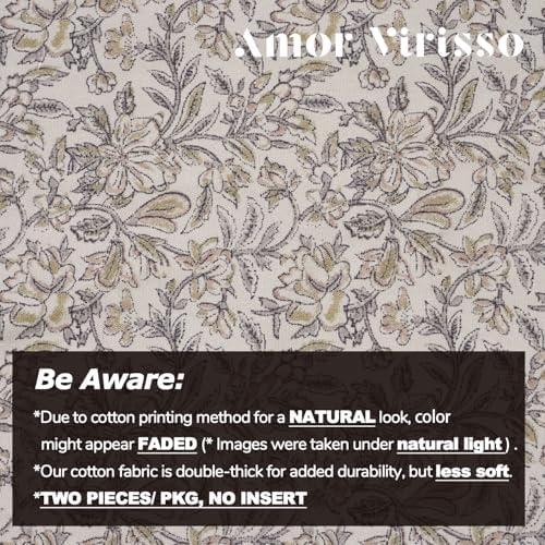 Amor Virisso Floral Throw Pillow Covers 20x20 Set of 2 Vintage Block Print Pillow Covers Decorative Pillow Covers Couch Pillows for Living Room Farmhouse Accent Sofa Pillows, Yellow/Sand - Image 6