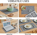 Softalker Faux Linen Cloth Placemats Set of 8-12 x 18 Inch, Light Grey - Image 5