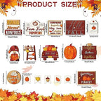 14 Pcs Halloween Tiered Tray Decor Set, Gnome Wood Table Signs (Classic) - Image 2