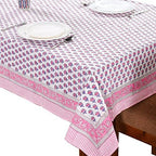 CPC Tablecloth 100% Cotton 72x190 Inch Indian Block Print Rectangle Table Cover, Pink Table Cloth for Weddings, Spring/Summer, Barbeque - Pink Sapphire - Image 2