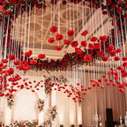 Norme 16pcs 31.4 Inch Red Rose Hanging Garland Crystal Beaded String Garland Artificial Rose Flower Decor for Mother's Day Ceiling Wedding Engagement Bridal Shower Party Decorations - Image 4