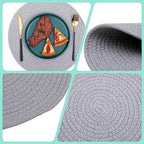 6 Pack Cotton Woven Placemats, 13.8 inches Round Plate Chargers Grey Thick Placemat Set Cotton Rope Braided Tablemats Rattan Tablemats Rustic Weave Placemats for Dining Table - Image 3