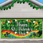 Happy St. Patrick's Day Garage Door Banner, 13.12 Feet Large St. Patrick's Day Door Cover Car Murals Shamrock Garage Hanging Decorations for Irish Festivals Outdoor Decor by Boyiee