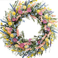26 Inch Spring Summer Colorful Flower Wreath for Front Door, Forsythia Lavender Wild Flowers Wreath for Home Decor, Colorful Wild Flowers with Green Leaves for Everyday by Egolot