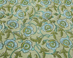 72x160 Inches Rectangle Hand Block Printed Cotton Tablecloth, Green White Floral Table Cloths Washable, Indian Table Linen For Halloween Christmas Outdoor Thanksgiving Gifts Home Decor Dinning Outdoor - Image 4