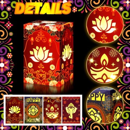 Tujoe 24 Set Diwali Decorations for Home Happy Diwali Paper Candles Holders - Image 3