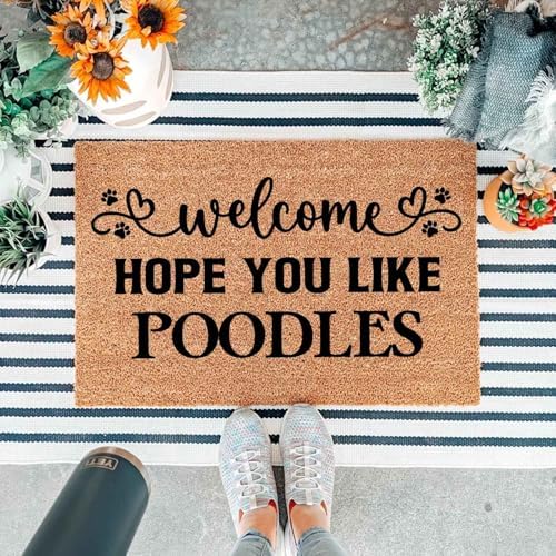 Funny Coir Doormat with Welcome Hope You Like Poodles - Front Door Mat, Entryway Welcome Mat, 23.7 x 15.7 inch - Image 5