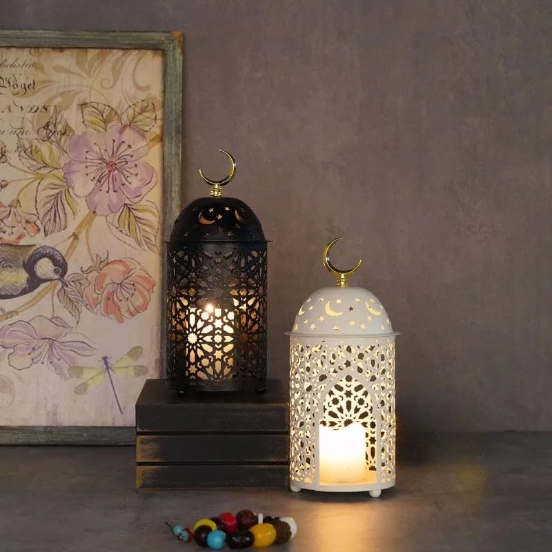 Candlestick Candle Barrels Moroccan Style Retro Lanterns Projection Lights Hollowed-Out Decorations Home Ramadan Hanging Outdoor Indoor Courtyard Porch Festival Weddings - Image 4