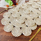 IcosaMro 13.8" Boho Placemats Set of 6 Round Woven Placemats Natural Table Place Mats for Dinning Table Indoor & Outdoor Wicker Wicker Charger Plates for Wedding Christmas Thanksgiving Events - Image 4