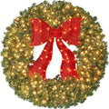 Best Choice Products 48in Large Artificial Pre-Lit Fir Christmas Wreath Holiday Accent Decoration for Door, Mantel w/Red Lighted Bow, 250 LED Lights, 714 PVC Tips, Power Plug-in by BestChoiceProducts