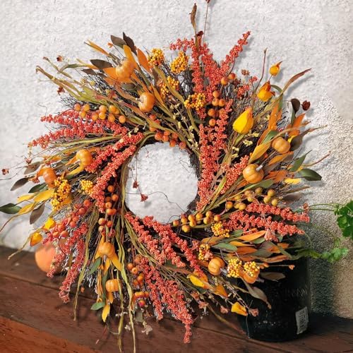 WANNA-CUL 24In Fall Harvest Wreath for Front Door Autumn Thanksgiving Decor - Image 3