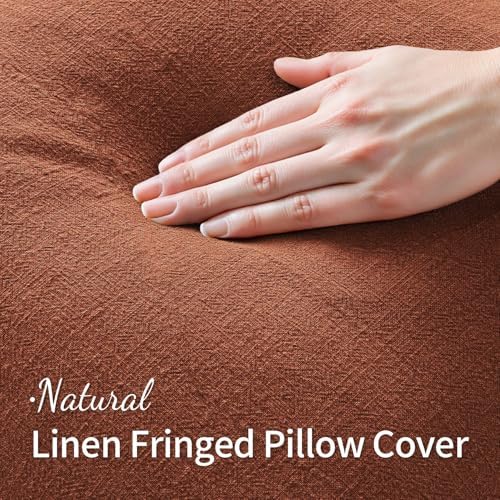 MIULEE Linen Fringe Decorative Fall Throw Pillow Covers Late Autumn 20x20 - Image 2