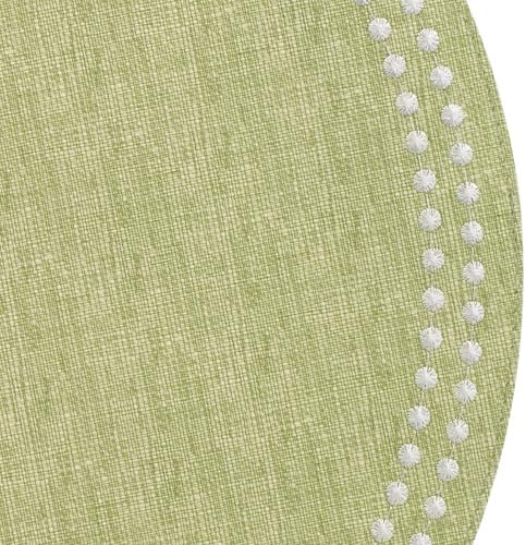 Bodrum Pearls Round Embroidered Placemats Set of 4 – 15" Elegant Table Mats for Dining, Weddings & Special Occasions, Decorative, Wipe-Clean Vinyl Placemats, Fern/White - Image 3