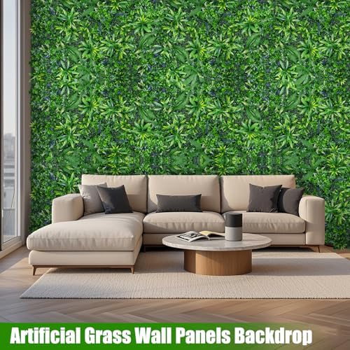 Artificial Grass Wall Panels 20"x20" 16pcs Hedge Greenery Backdrop, UV-Anti - Image 4