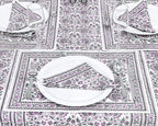 72x72 Inches Square Hand Block Printed Cotton Tablecloth, White Purple Floral Table Cloths Washable, Indian Table Linen for Halloween Christmas Outdoor Thanksgiving Gifts Home Decor Dinning Outdoor - Image 4
