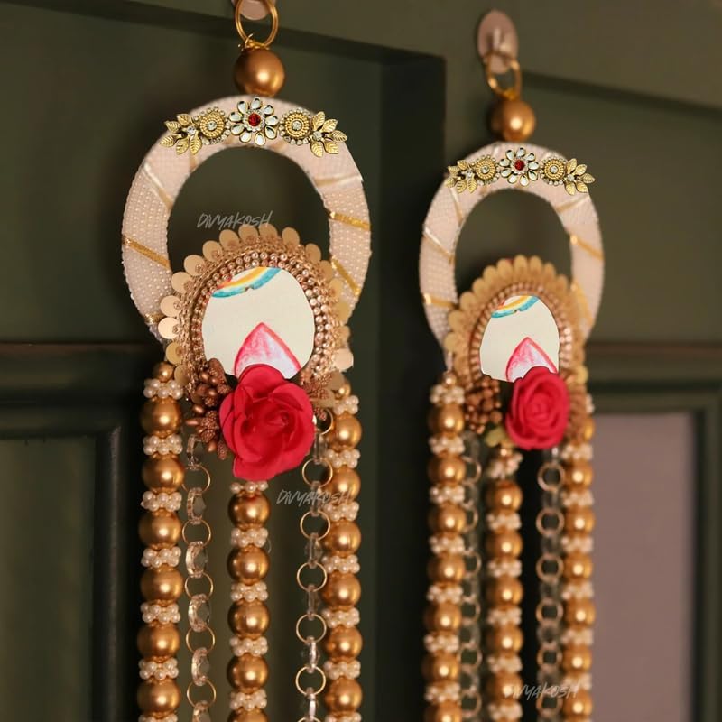 Divyakosh Rosewood Door Decoration Hanging - Welcome Tags, Diwali Decor, Temple Decoration, Side Hangings - 24 Inch, 1 Pair, Pack of 2, Multicolour - Image 2
