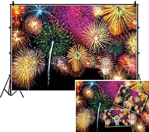 10x6ft Polyester Happy New Year Backdrop Sparklers Fireworks Photography Background Family Christmas New Year Eve Festival Celebration Wedding Grad Graduation Party YouTube Photo Props by DASHAN