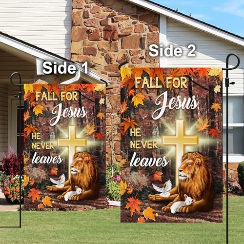 FLAGWIX Christian Fall Garden Flag - Lion of Judah Garden Flags for Outside 11.5" x 17.5" - Christian Gifts for Women Faith, Fall Decorations for Home, Thanksgiving Decorations for Home Decor - Image 3