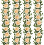 Dolicer 4Pcs 26Ft Artificial Eucalyptus Garlands with Flowers - 8 Roses, Faux Floral Greenery Garlands Fake Flowers Vines for Wedding Table Centerpieces Arch Party Ceremony Backdrop Decor (Champagne) by DolicerLANDSCAPEQ