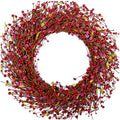 24 Inch Winter Christmas Large Sugar Red Berries Wreath for Front Door, Xmas Red Berry Wreaths for Indoor Outdoor, Winter Holiday Home Decor Wreath by Egolot