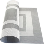 PIGCHCY Placemats Set of 12 Washable Durable Place Mats Vinyl Heat Resistant Non-Slip Table Mats Indoor Outdoor (18 x 12 inches, Silver Black) - Image 4