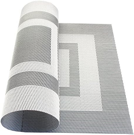 PIGCHCY Placemats Set of 12 Washable Durable Place Mats Vinyl Heat Resistant Non-Slip Table Mats Indoor Outdoor (18 x 12 inches, Silver Black) - Image 4
