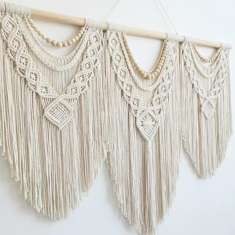oiikain Large Macrame Wall Hanging, Boho Tapestry Wall Decor, 43 x 32 Inch - Image 7