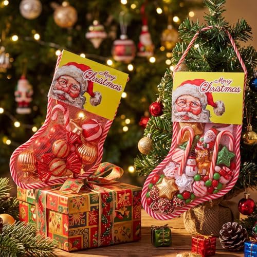 Leyndo 100 Set Long Mesh Christmas Stockings Bulk, Yellow, 18 Inches - Image 3