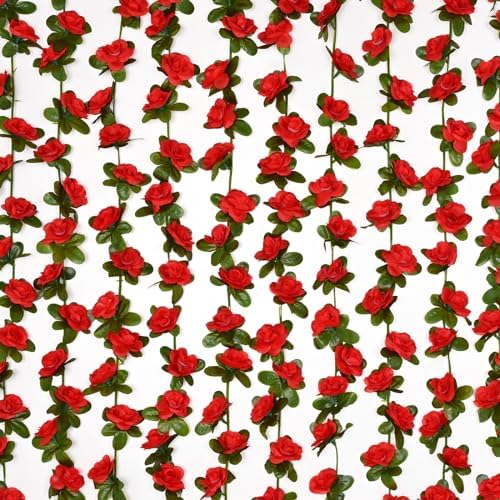 BLEUM CADE 12Pcs 16.4Ft Fake Flower Garland Artificial Rose Vines by BLEUMCADE