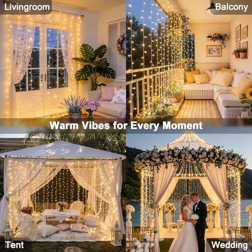 JMEXSUSS 600 LED Curtain Lights, String Lights for Bedroom,9.5ft x 19.6ft - Image 3