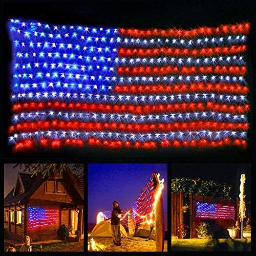 YULIANG LED American Flag Lights,6.5ft*3.2ft Waterproof Led Flag Net Light Outdoor for 4th of July Decorations,Independence Day,Memorial Day, Festival, Garden,Outdoor Christmas Decoration by YULIANG