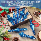 Mifoci 8 Pcs 6 Inch Mercury Glass Finial Christmas Ornaments,Blue - Image 2