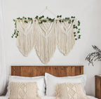 guzhiou large macrame wall hanging - Boho Tapestry Macrame Wall Decor Art- Chic Bohemian Handmade Woven Tapestry Home Decoration for Bedroom Living Room Apartment Wedding Party - 43"x32" (with Ivy) - Image 5