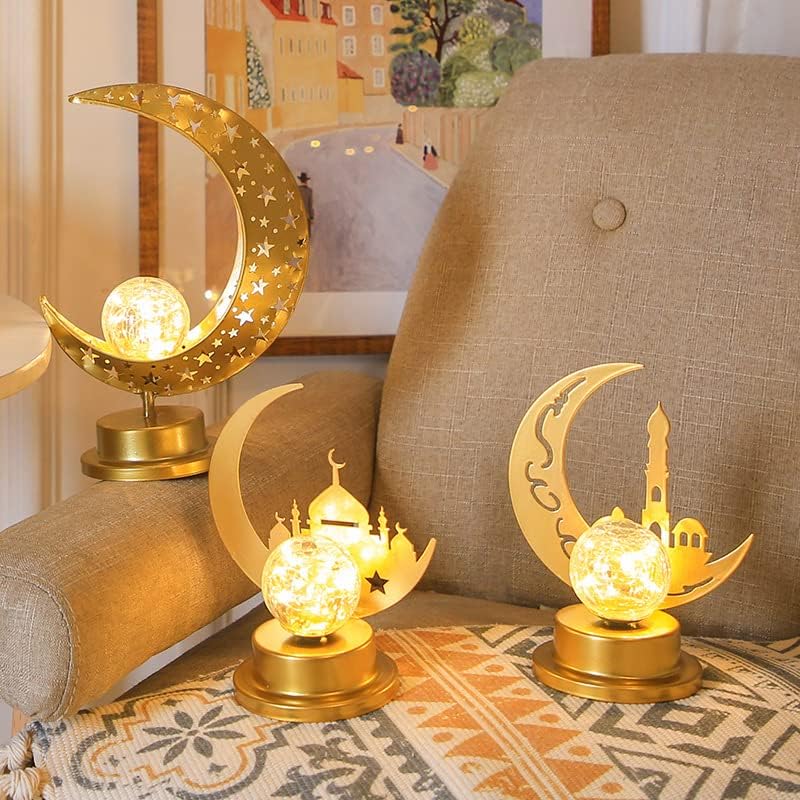 Ramadan Lantern, Festive Decoration Lanterns, Gold, Metal, Plastic - Image 6