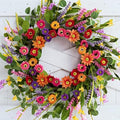 Artificial Spring Wreath 22 Inch Summer Wreaths for Front Door with Green Eucalyptus Leaves Pink Daisy Lavender Spring Door Wreath for Farmhouse Wall Wedding Home Porch Easter by WSTPUPU