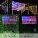 HYH Solar Powered American Flag Lights, 420 LEDs Net Light up Outdoor - Image 6
