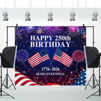 4th of July Backdrop Decorations Independence Day Backdrop 250 Anniversary USA Flag Banner 8x8ft 250th Birthday Fireworks Semiquincentennial Photography Background Photo Studio Props - Image 7