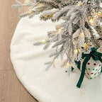 Glitzhome 48”D White Faux Rabbit Fur Christmas Tree Skirt,Rustic Xmas Tree Skirt for Christmas Home Party Holiday Decorations - Image 7