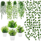 XunYee 12 Pack Fake Plants & Hanging Plant Set for Wall Plant Decor, White by XunYee
