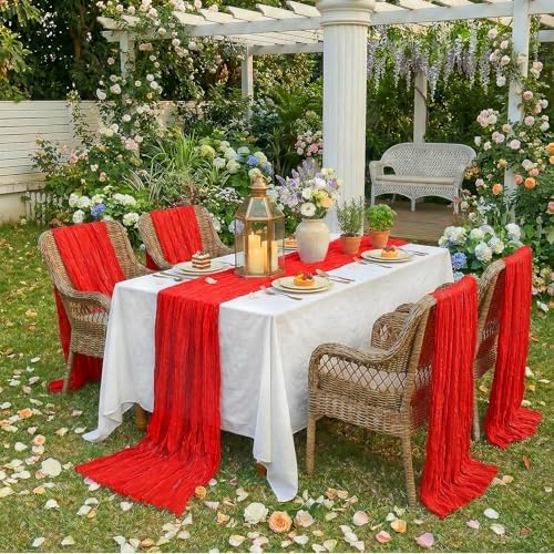 12Pack Red Cheesecloth Table Runners 10FT Gauze Table Runner - Image 2