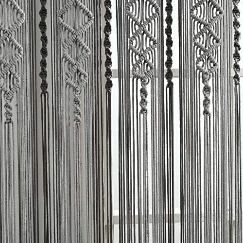 Lush Decor Boho Macrame Textured Cotton Window Curtain Panel Single 40" W x 63" L Gray - Macrame Curtains for Windows, Room Divider, Boho Wall Decor - Image 4
