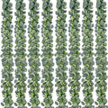 Waipfaru 8Pcs Eucalyptus Garland, 5.9FT Greenery Garland, Green Garland with Flowers, Artificial Faux Silver Dollar Eucalyptus Leaves Vines for Table Home Wedding Mantle Party Indoor Outdoor Decor by Waipfaru