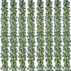 Waipfaru 8Pcs Eucalyptus Garland, 5.9FT Greenery Garland, Green Garland with Flowers, Artificial Faux Silver Dollar Eucalyptus Leaves Vines for Table Home Wedding Mantle Party Indoor Outdoor Decor by Waipfaru